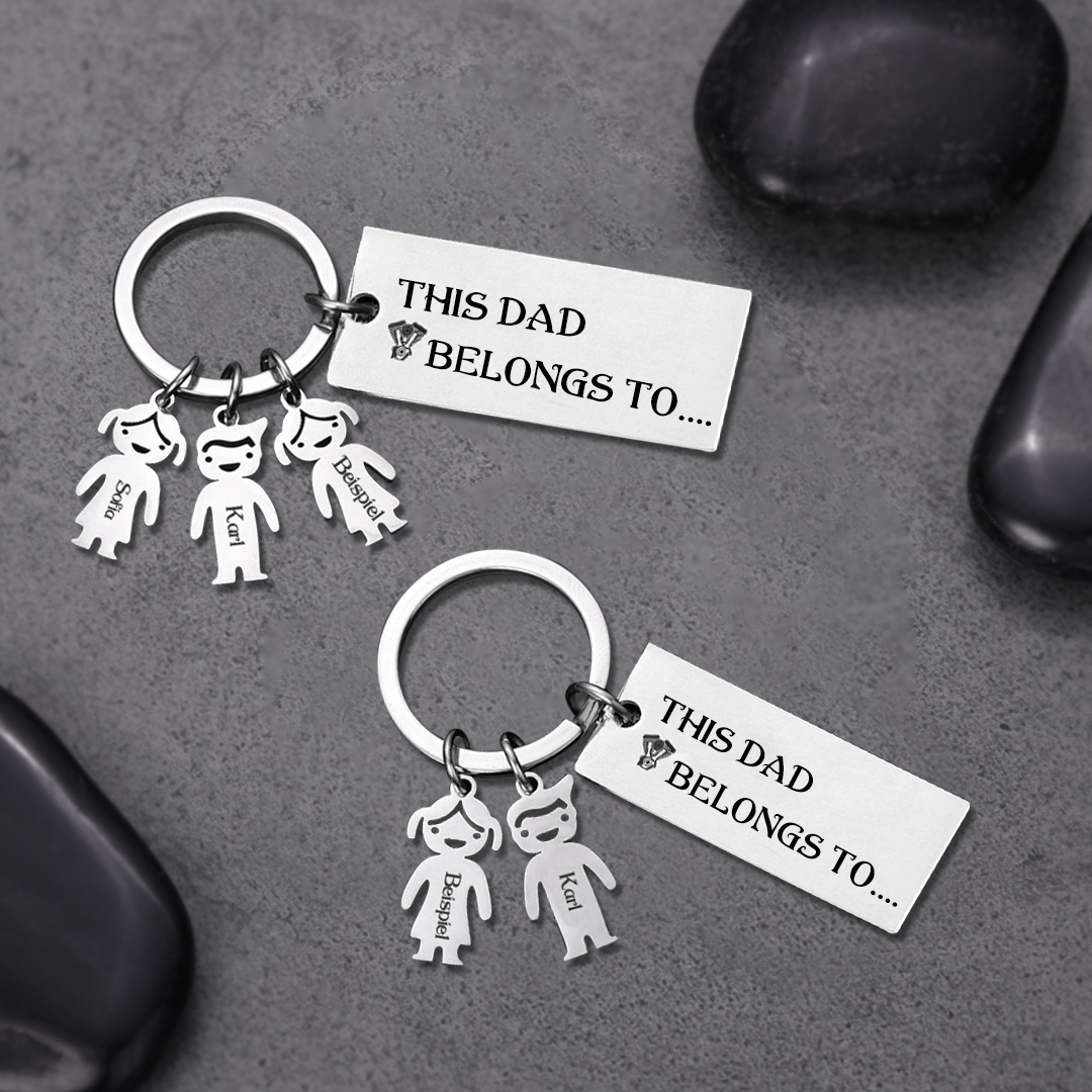 4 Names-Personalised 4 Children's Name Keychain-To My Dad-Gift Box Gift Card Set-Jessemade AU