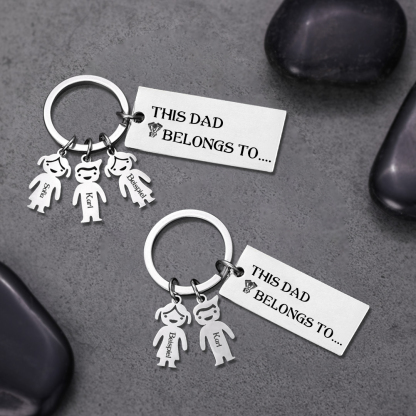4 Names-Personalised 4 Children's Name Keychain-To My Dad-Gift Box Gift Card Set-Jessemade AU
