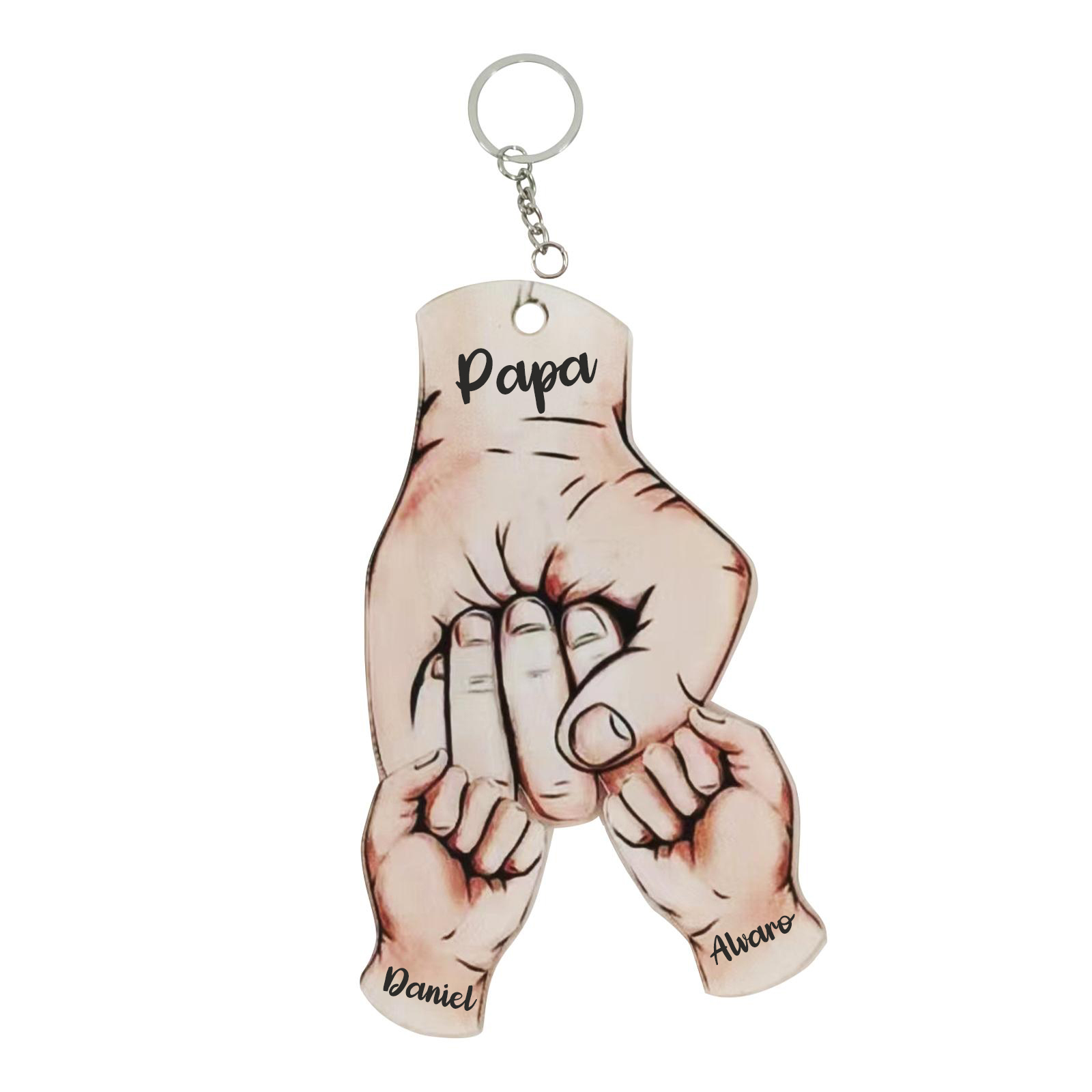 Personalised Fist Bump Keychain Engrave 3 Names Acrylic Keyring Father's Day Gifts-Jessemade AU