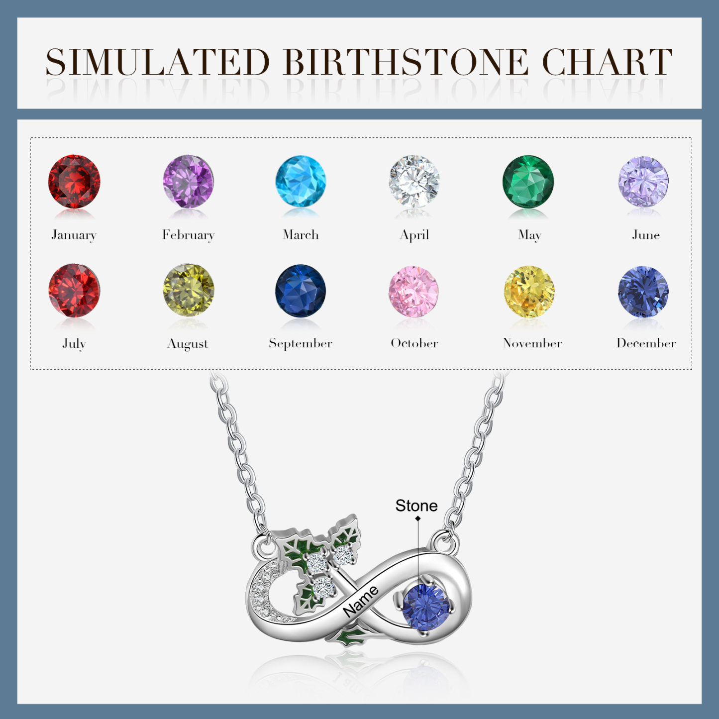 Personalised December Birthflower Necklace With Birthstone Gift For Women-Jessemade AU