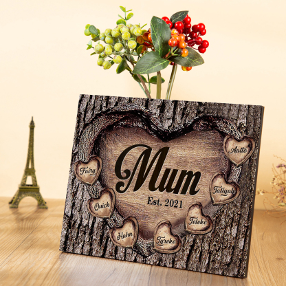 7 Names - Personalised Mum Wooden Plaque Custom Date & Names Home Decoration Hearts Gift for Mother-Jessemade AU