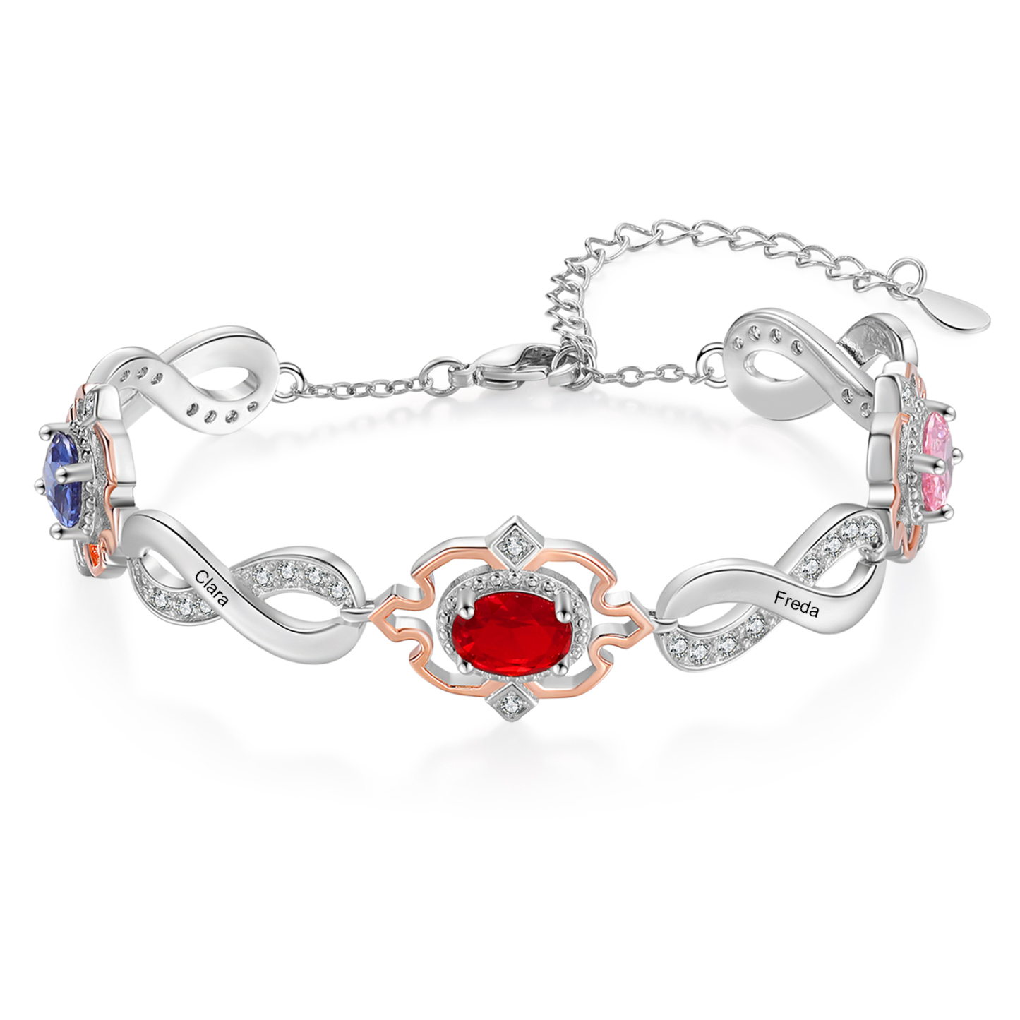 Infinity Bracelet Personalised 3 Birthstones Engraved 4 Names Women's Bracelets Birthday Gift for Her-Jessemade AU