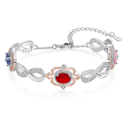 Infinity Bracelet Personalised 3 Birthstones Engraved 4 Names Women's Bracelets Birthday Gift for Her-Jessemade AU