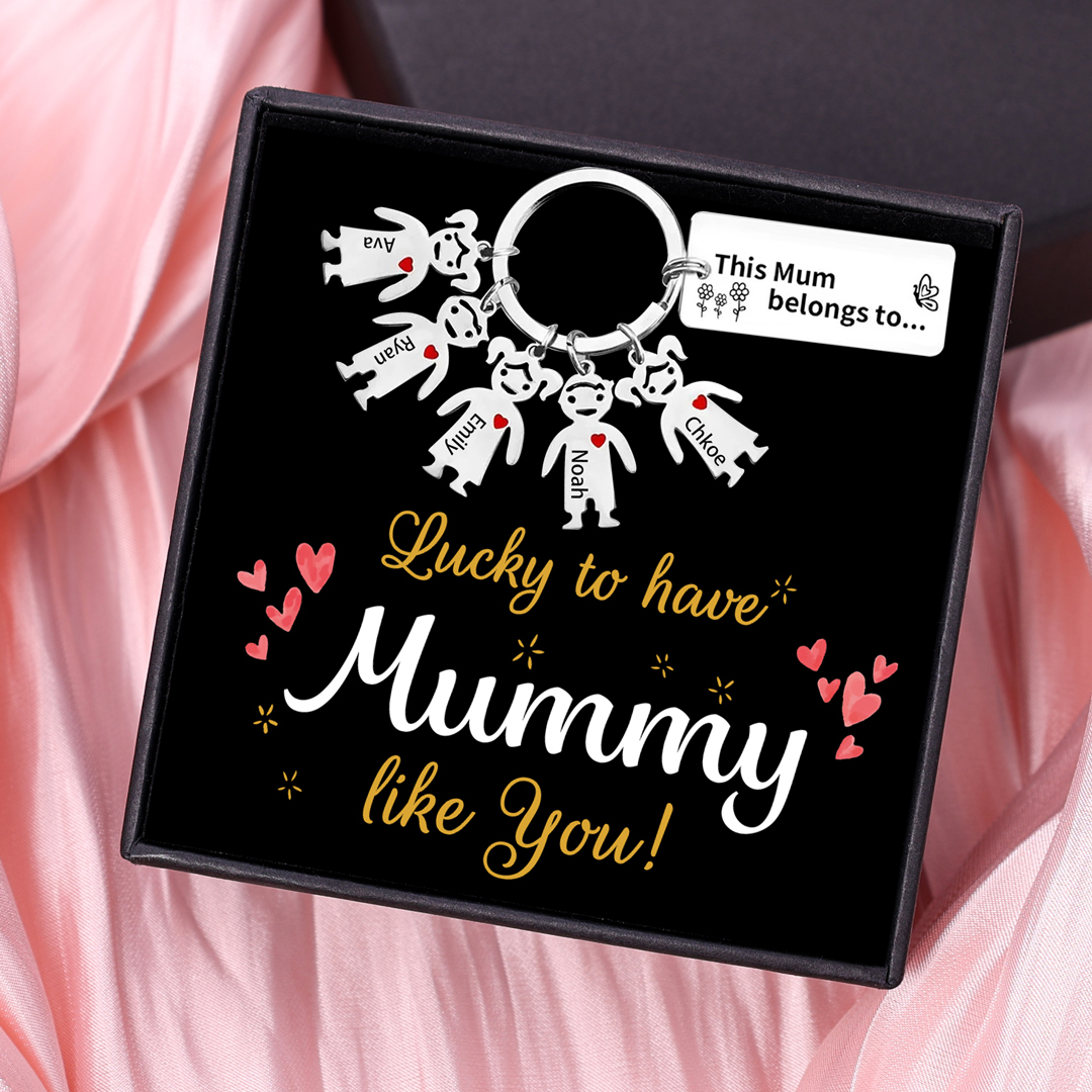 5 Names - Personalised Keychain with Kid Charms Engraved Names Keychain Mother's Day Gift for Mum/Nan-Jessemade AU