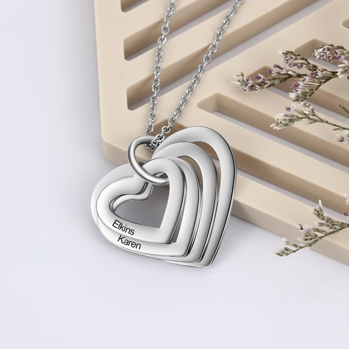 Hearts Personalised Four Hearts Engraving  Necklace-Jessemade AU