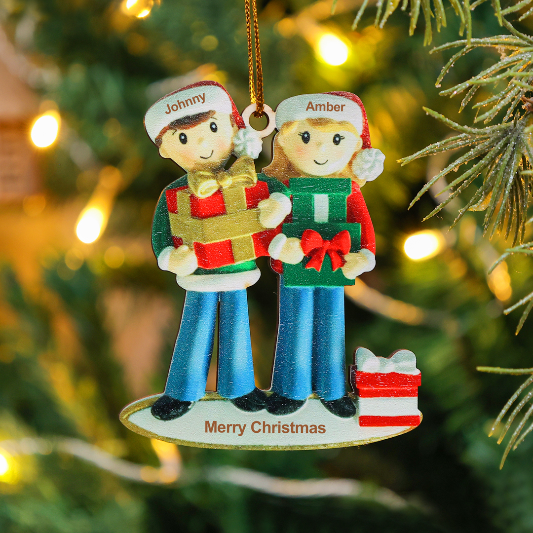 3 Names - Personalised Christmas Family Ornament Customised Names & Text Wooden Hanging Ornaments Christmas Gift for Family-Jessemade AU