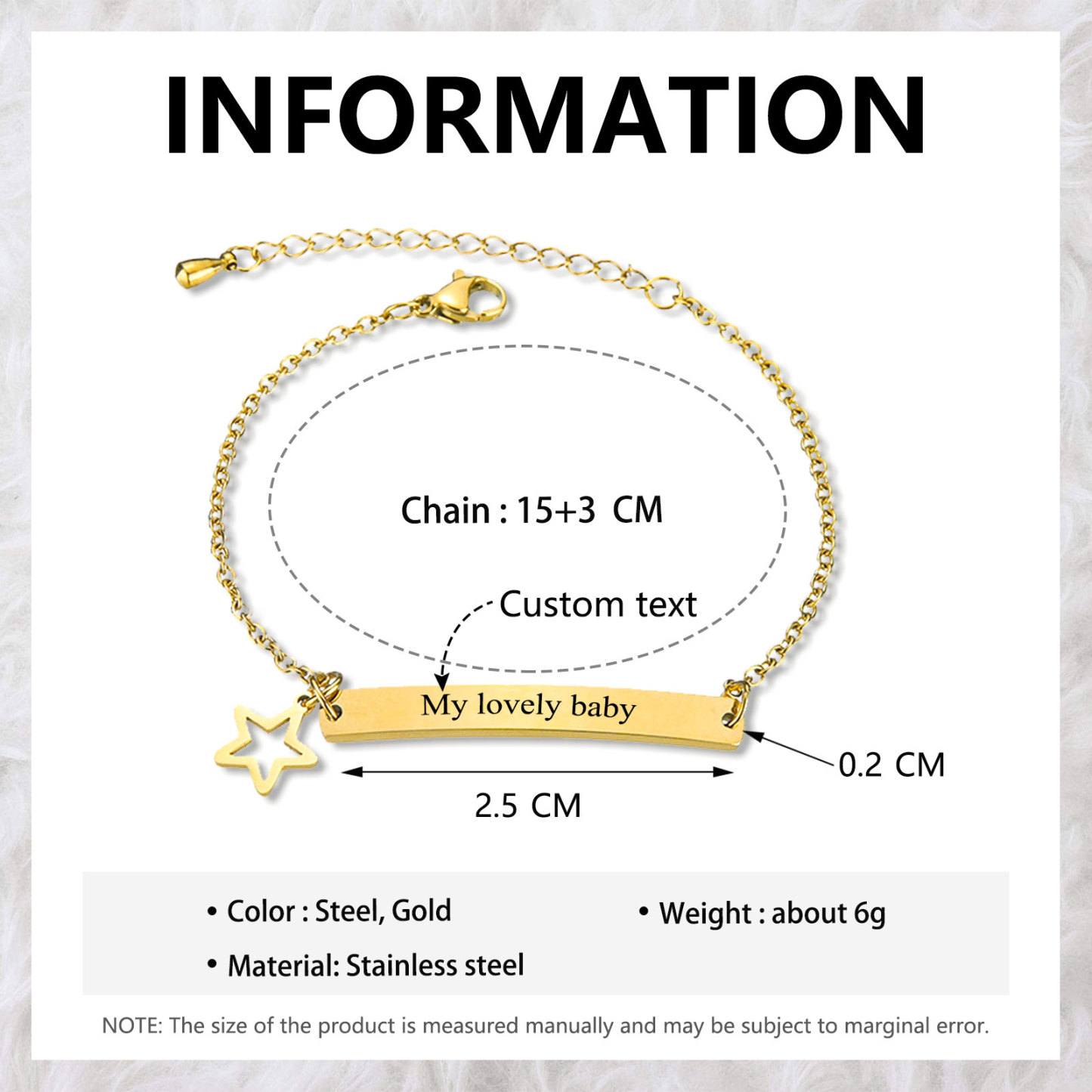 Personalised Text Bracelet Custom Names Bracelet Star Bracelet Love Gifts For Her-Jessemade AU