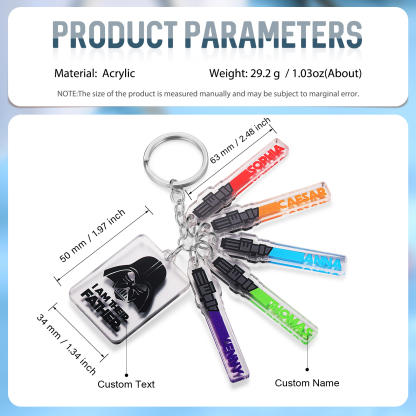 5 Names - Personalised Text & Name Acrylic Keychain Star Wars Gifts for Father/Grandpa-Jessemade AU