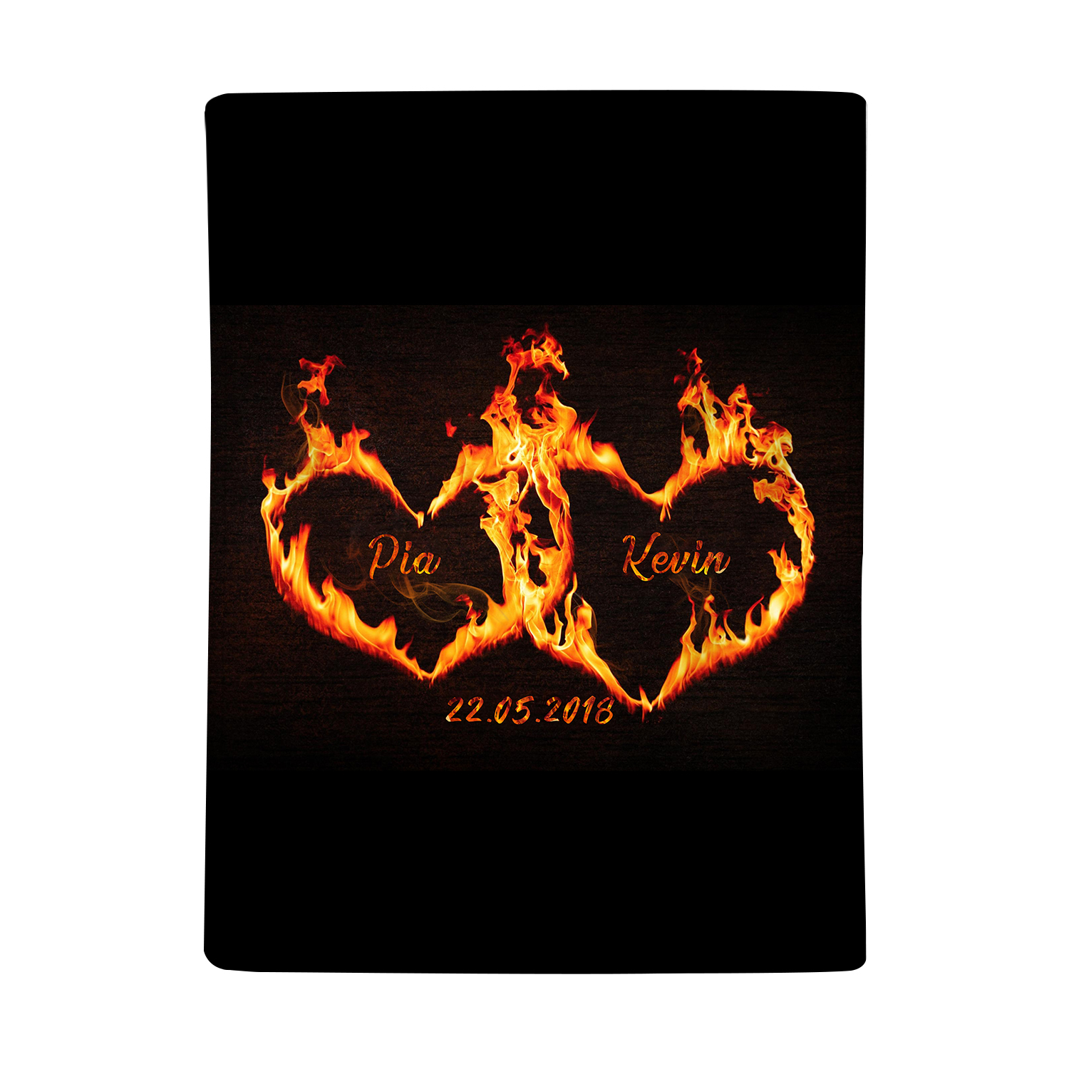 Personalised Couple Blanket Custom 2 Names & Date Blanket Burning Love Valentine's Day Anniversary Gift for Couples-Jessemade AU