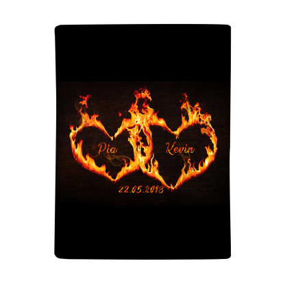 Personalised Couple Blanket Custom 2 Names & Date Blanket Burning Love Valentine's Day Anniversary Gift for Couples-Jessemade AU
