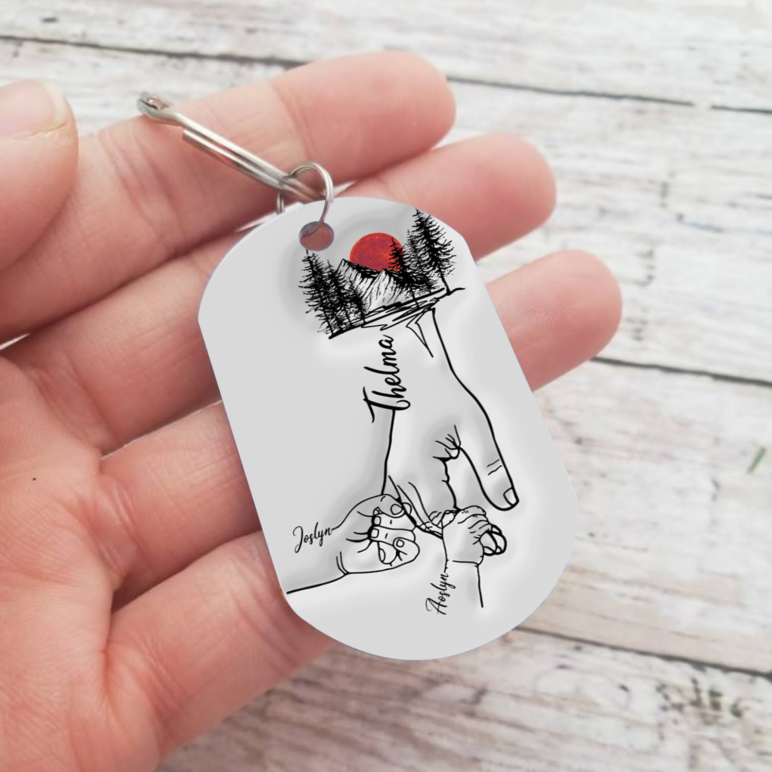 Best Dad Ever - Personalised 3 Names Holding Hands Keychain Custom Family Keychain Father's Day Gifts-Jessemade AU