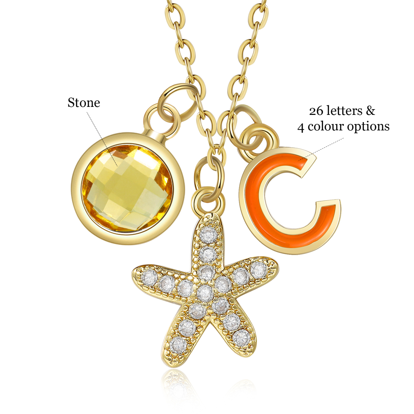 Personalised Star Necklace Custom Birthstone and Letter Kid's Necklace-Jessemade AU