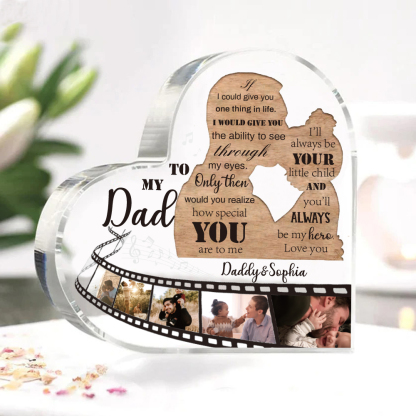 Father and Daughter Personalised Acrylic Heart Keepsake Custom 5 Photos Sign Plaque-Jessemade AU