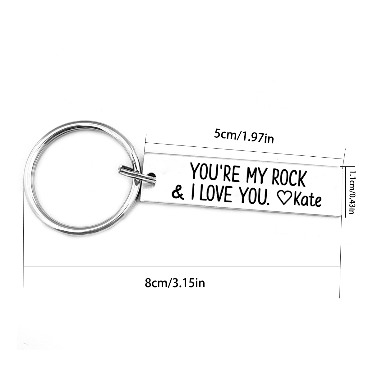 Personalised Name Keychain Stainless Steel Keychain Couple Gifts - You're My Rock & I Love You-Jessemade AU