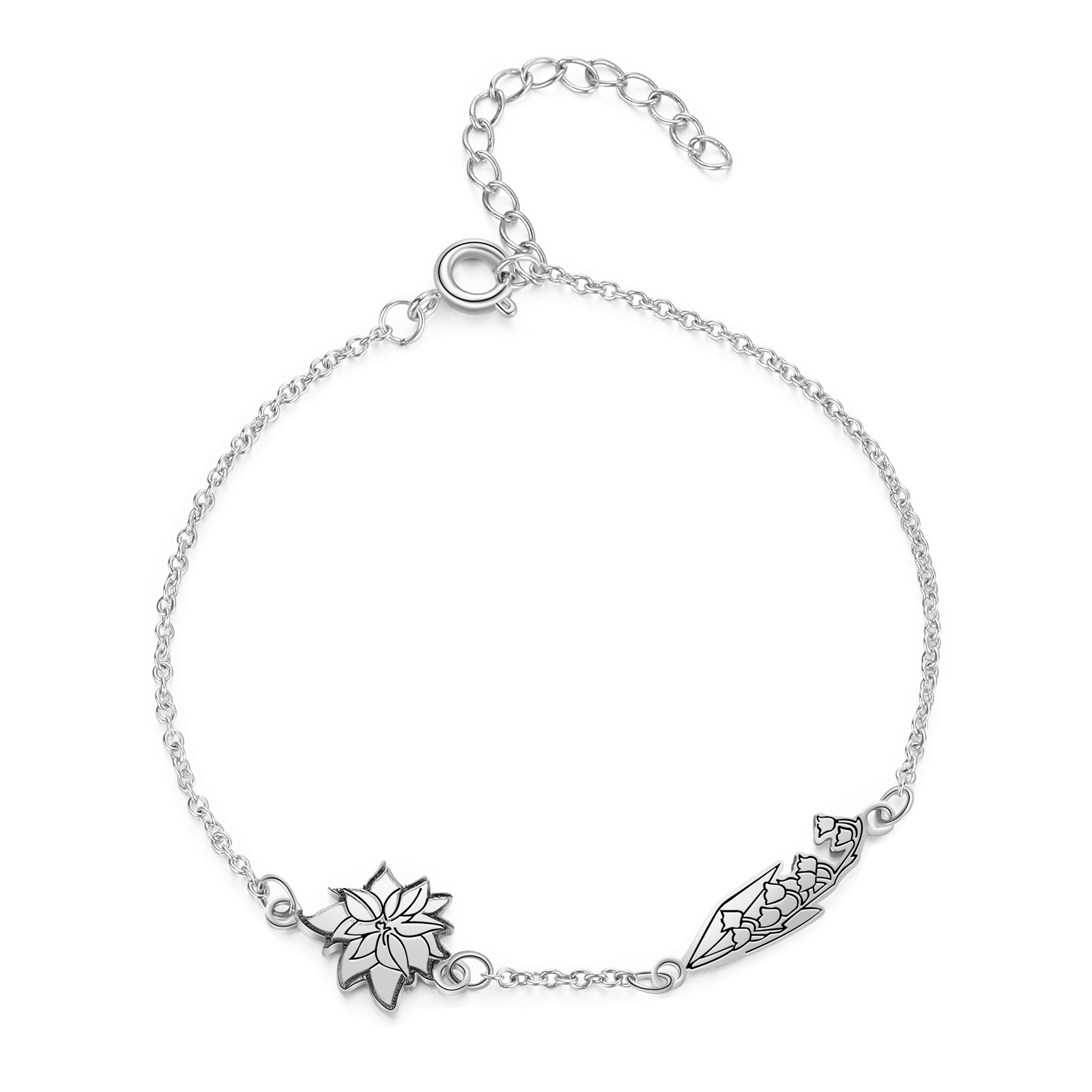 Personalised 2 Birth Flowers Elegant Woman's Bracelet-Jessemade AU