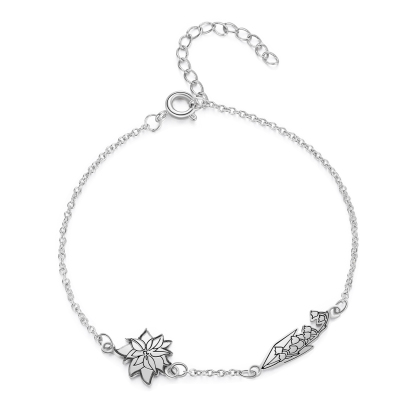 Personalised 2 Birth Flowers Elegant Woman's Bracelet-Jessemade AU