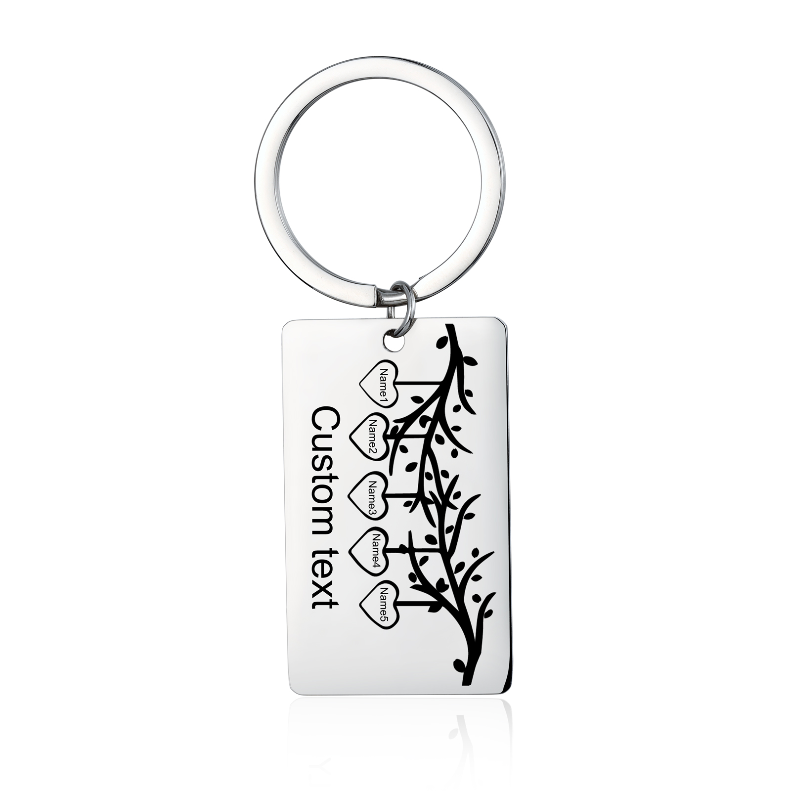 Custom Family Tree Keychain with 5 Names Personalised Dog Tag keyring-Jessemade AU