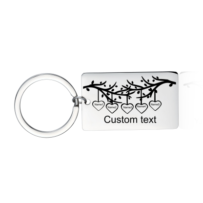 Custom Family Tree Keychain with 5 Names Personalised Dog Tag keyring-Jessemade AU