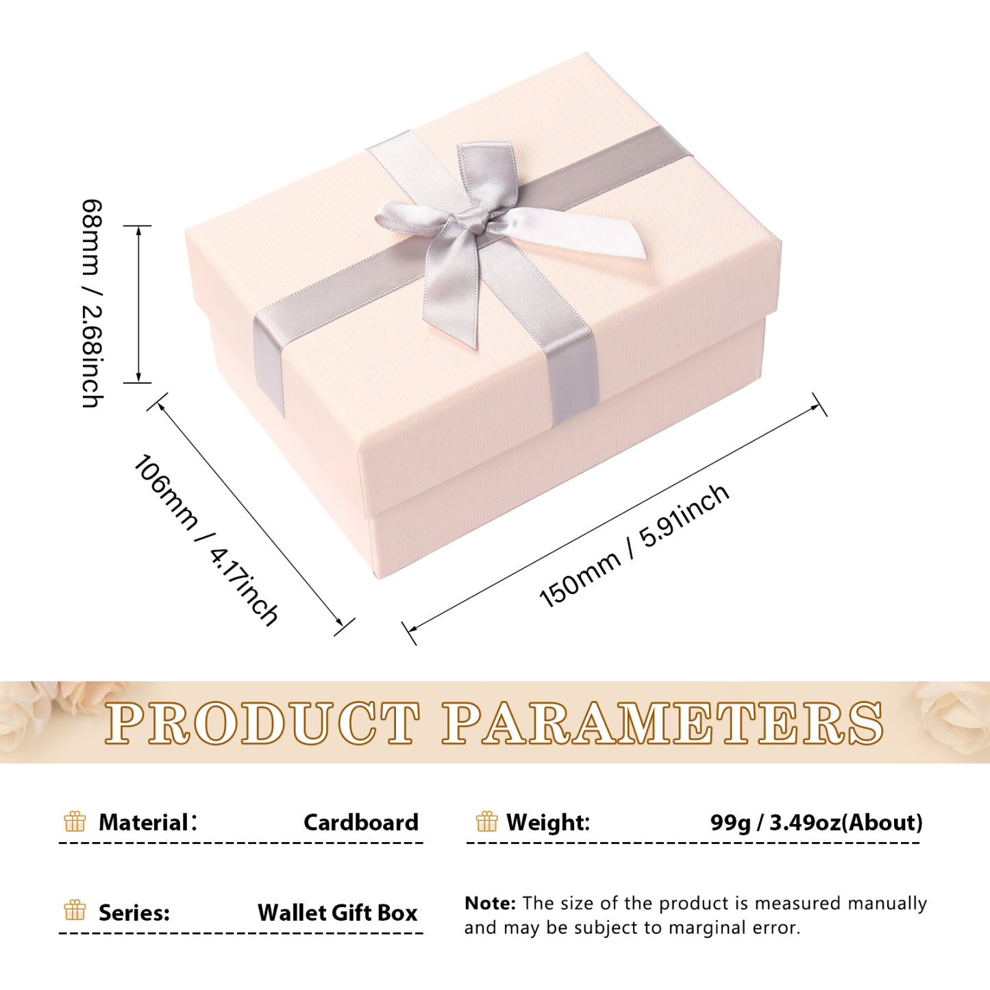 Exquisite Wallet Gift Box Light Pink Rectangle Gift Packaging-Jessemade AU