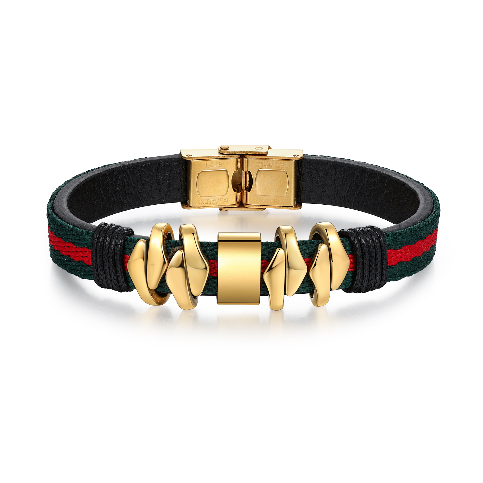 Personalised Leather Bracelet Custom 4 Names Mens Bracelet Silver and Gold-Jessemade AU