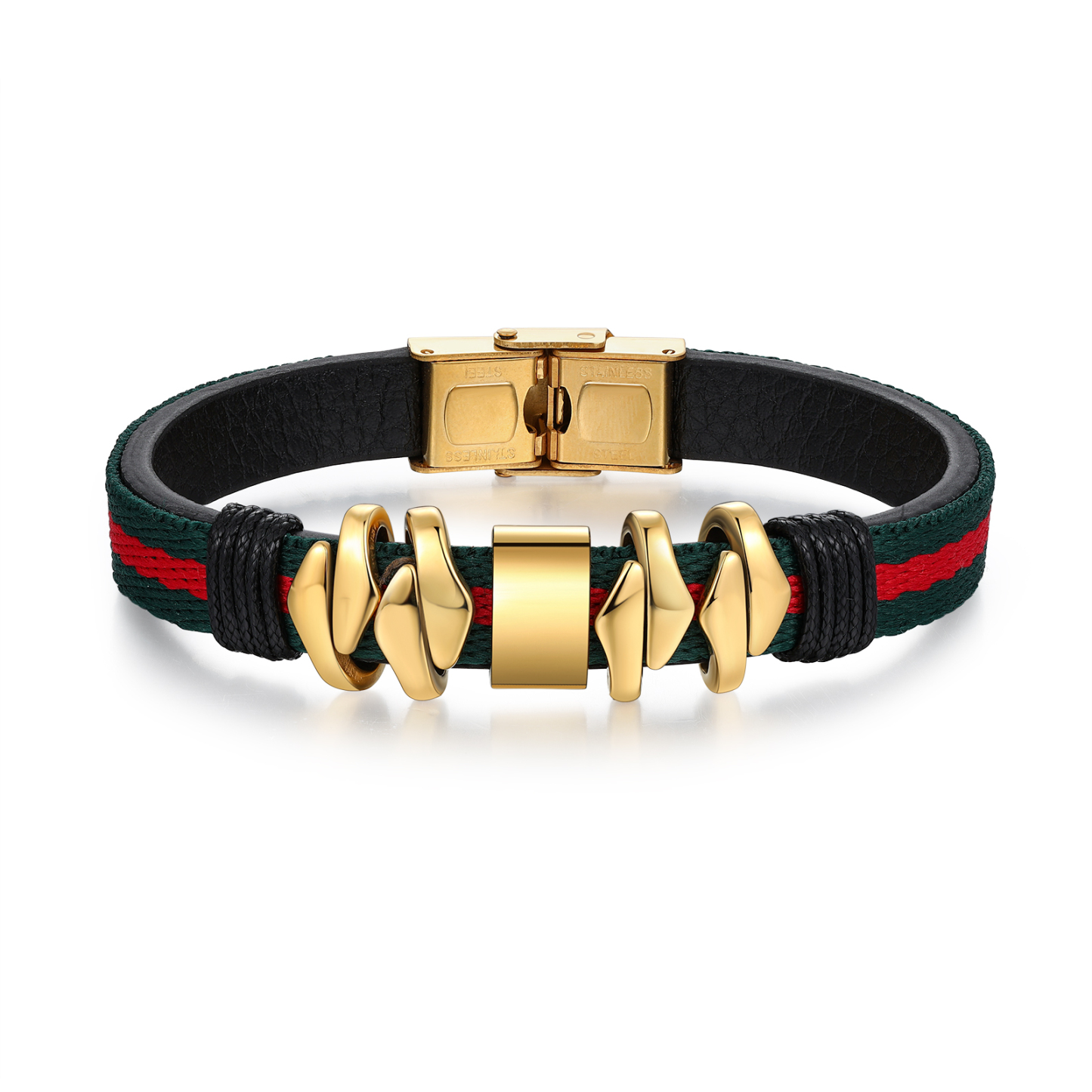 Personalised Leather Bracelet Custom 4 Names Mens Bracelet Silver and Gold-Jessemade AU