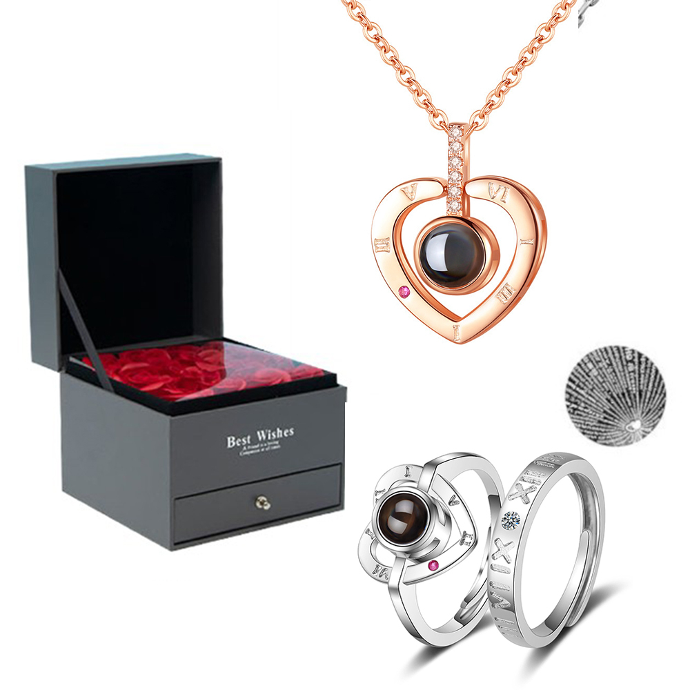 Personalised 100 Languages Projection Necklace Engraved  " I LOVE YOU" Heart Necklace Gifts For Her-Jessemade AU