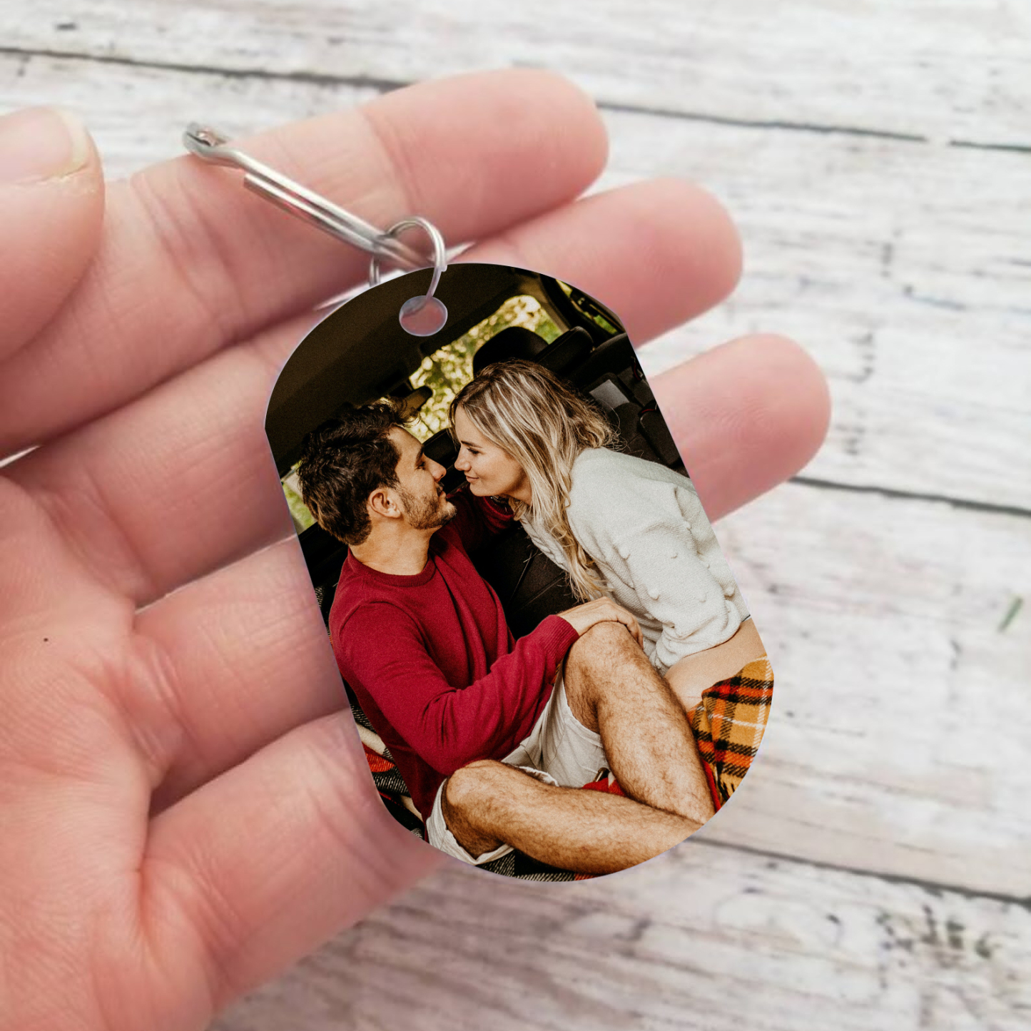 Personalised Couple Photo Keychain Custom 2 Letters Keyring “Drive Safe I Need You Here With Me” Valentine's Day Gift For Couples-Jessemade AU