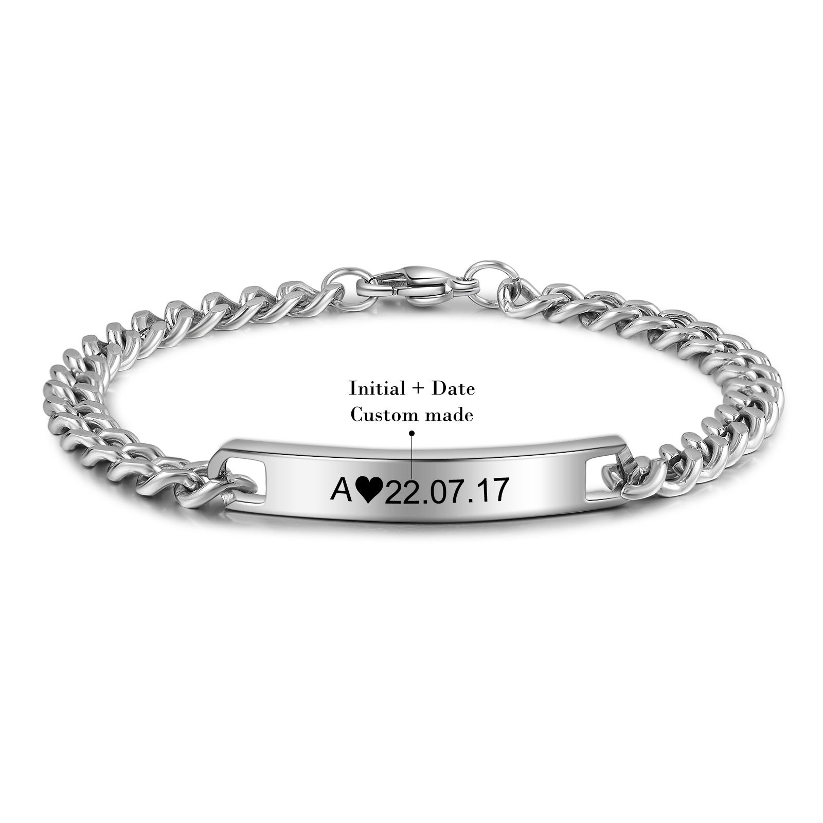 2024 Valentines Day Gifts Personalised Cuban Chain Bracelet Custom Text Women's Bracelet for Him-Jessemade AU
