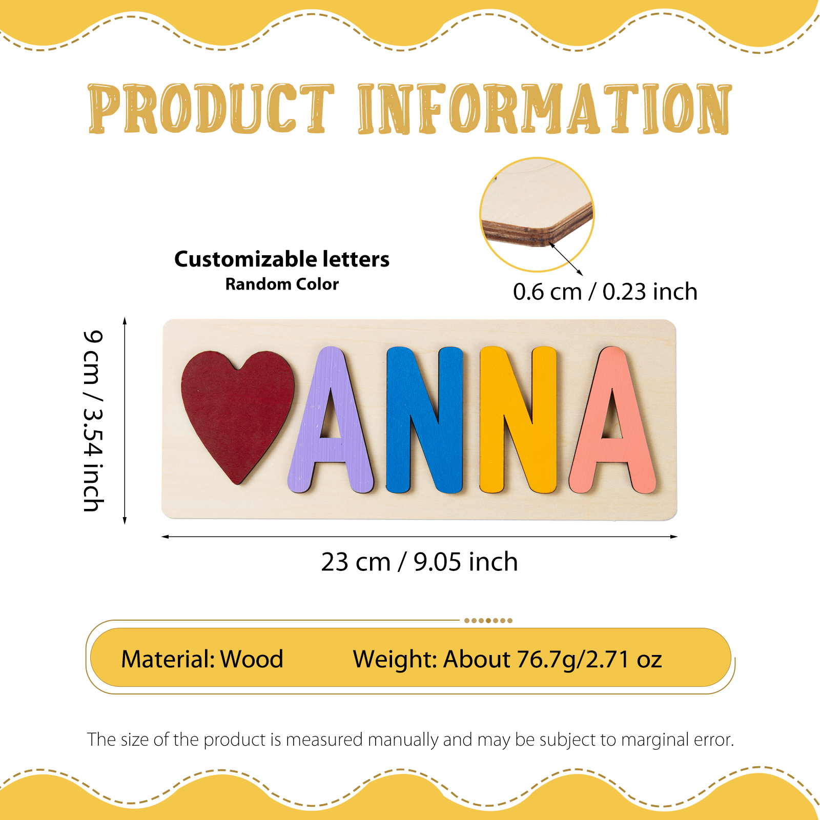 Personalised Kid's Wooden Name Alphabet Puzzle Toy for Toddlers Early Learning Child Toy-Jessemade AU