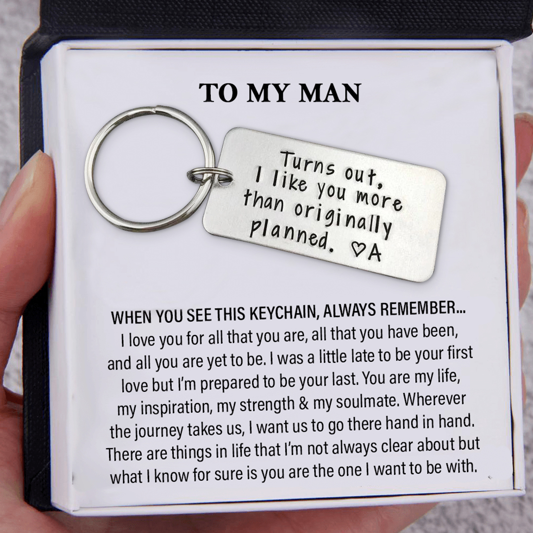 Personalised Initial Couple Keychain "Turns Out, I Like You More Than Originally Planned" Keyring-Jessemade AU