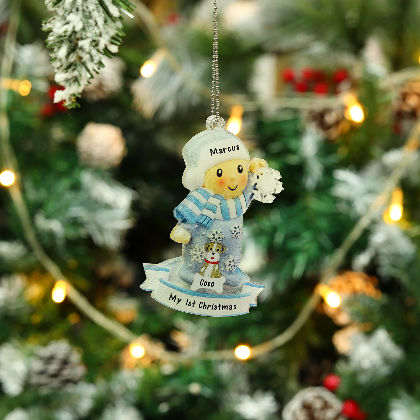 My First Christmas Personalised Acrylic Christmas Ornament Customised Name & Text Hanging Ornaments Pets Christmas Gift for Boys Girls Babies-Jessemade AU