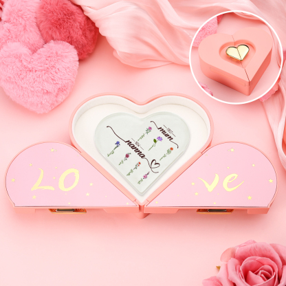 First Mum, Now Nanna - Personalised Acrylic Heart Keepsake Custom 2–10 Names & Birth Flowers Ornament Mother's Day Gift-Jessemade AU