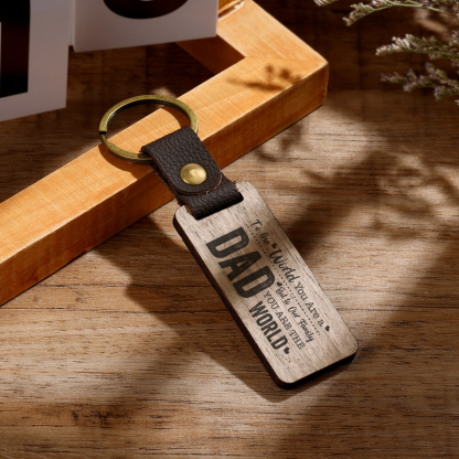 To My Dad Keychain Walnut Keychain Father's Day Gifts - To Our Family, You Are The World-Jessemade AU