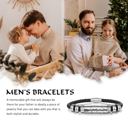 Personalised Men Leather Braided Bracelet Custom 6 Names Bracelet For Him-Jessemade AU