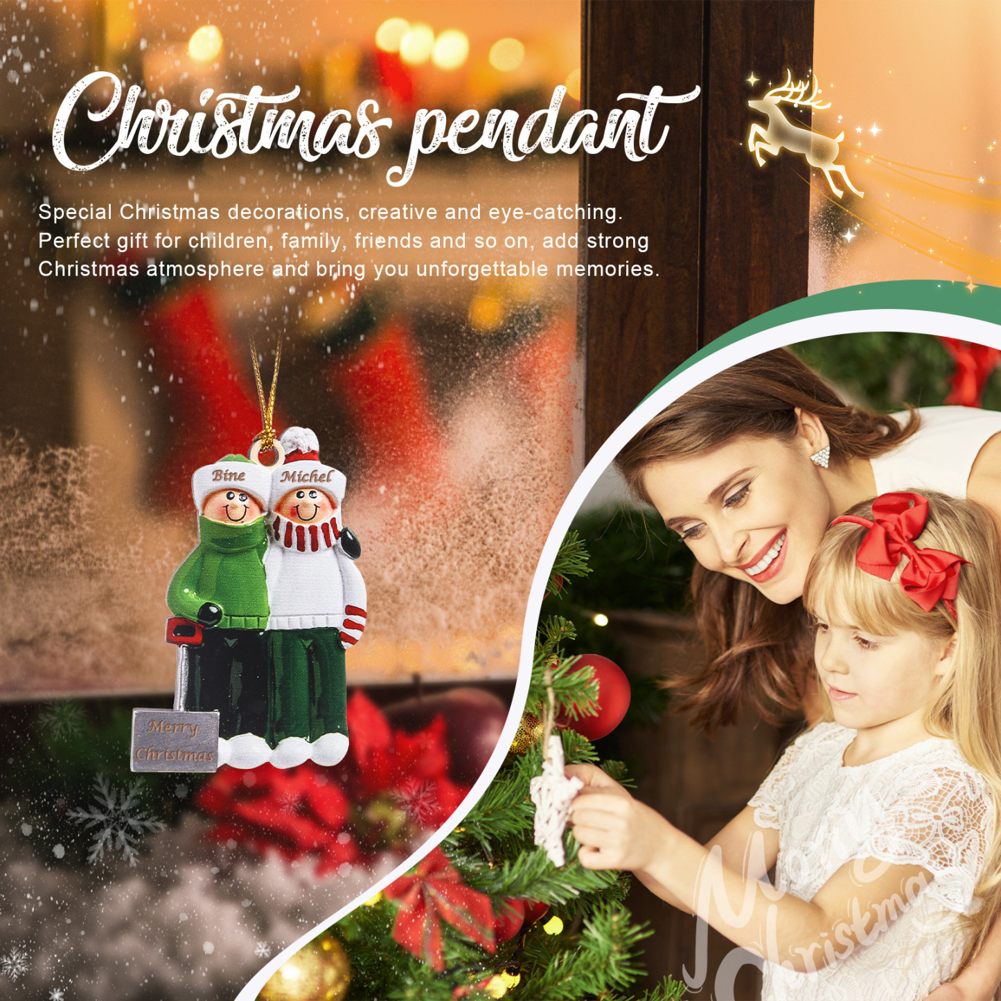 2 Names - Personalised Christmas Tree Ornaments Wooden Christmas Decor with Name Gifts for Family Friends-Jessemade AU