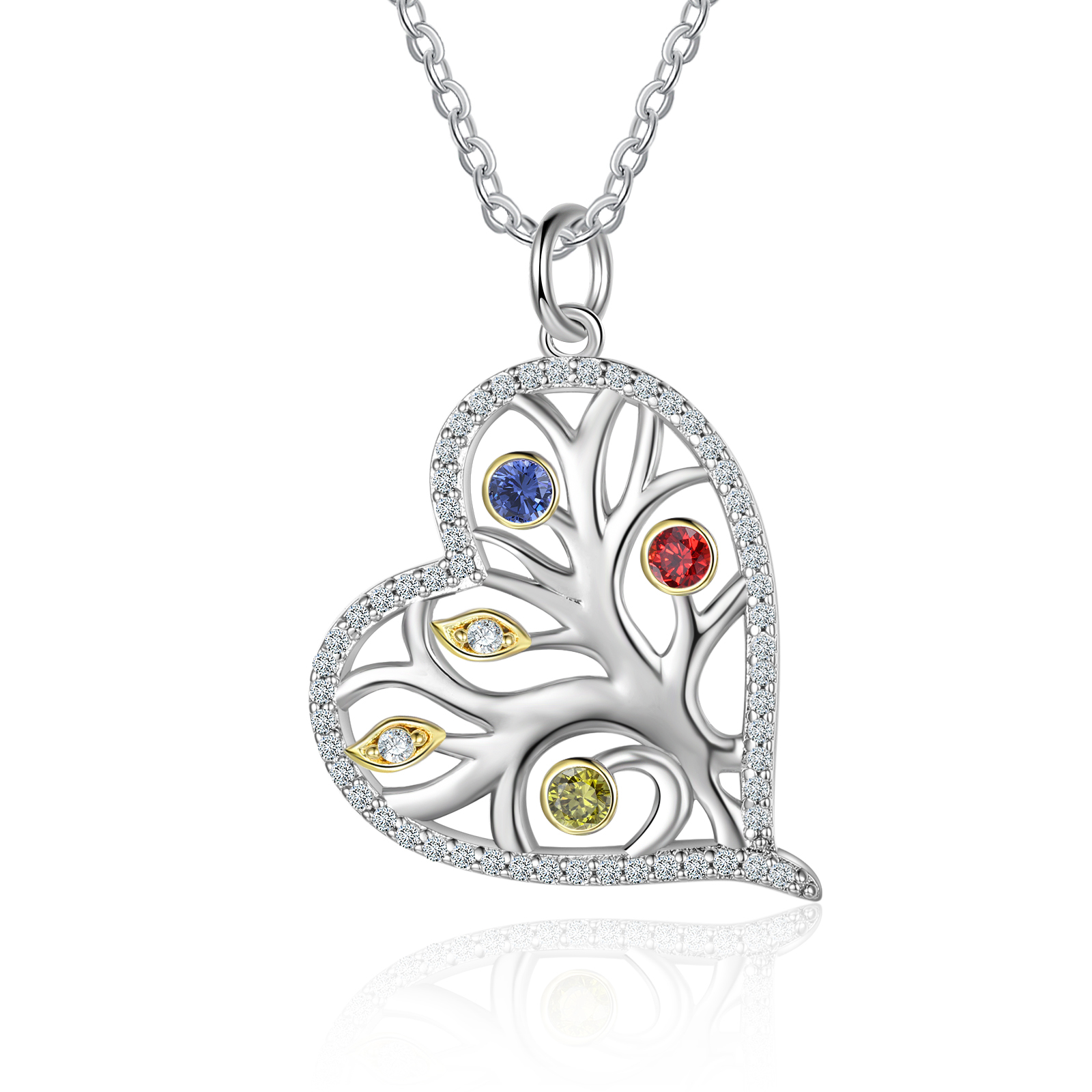 Personalised Family Tree Necklace With 3 Birthstones Custom Names Best Gift For Mother-Jessemade AU