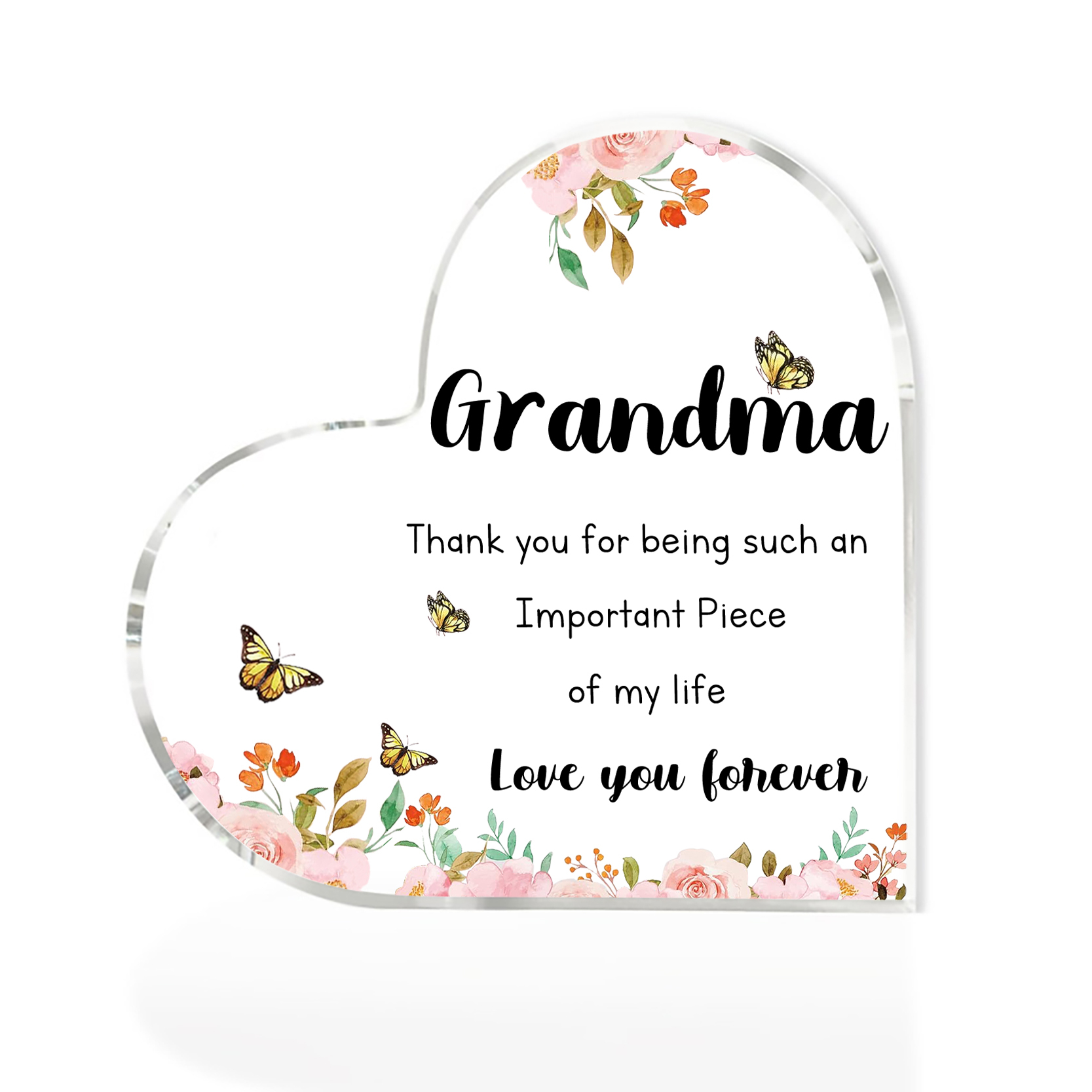 Grandma Gifts from Grandchildren Acrylic Heart Keepsake for Grandma - Grandma Love you forever-Jessemade AU