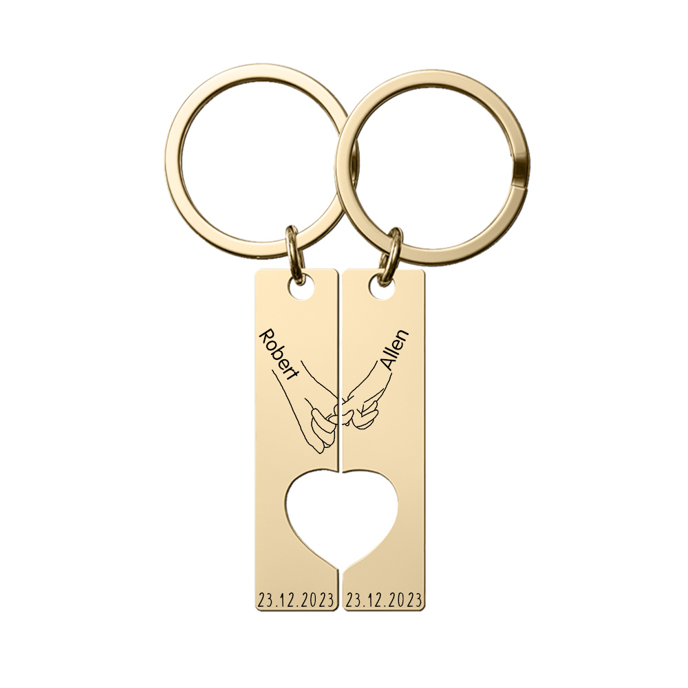 Personalised Couple Pinky Promise Keychain Customised Names & Date Matching Couple Keyring Valentine's Day Gifts For Couples-Jessemade AU