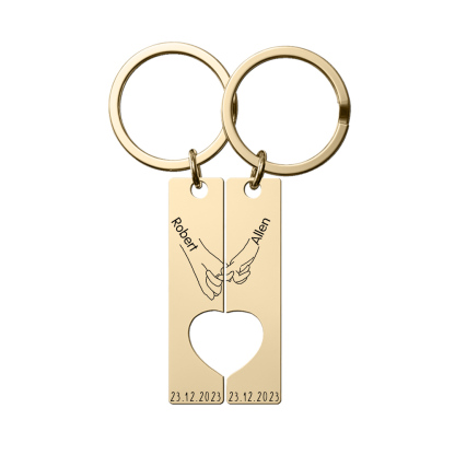 Personalised Couple Pinky Promise Keychain Customised Names & Date Matching Couple Keyring Valentine's Day Gifts For Couples-Jessemade AU