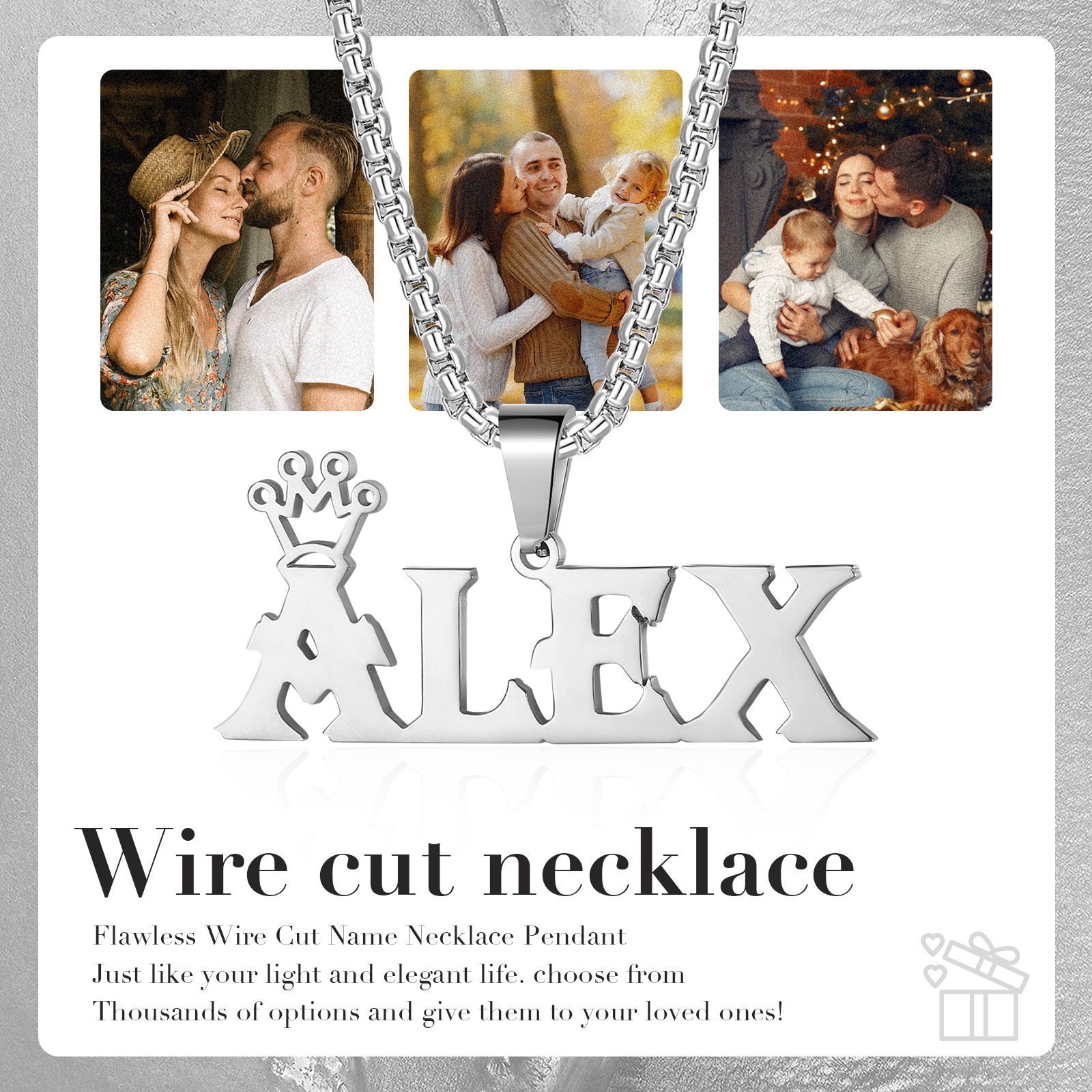 Personalised Crown Name Necklace Classic Jewelry Gift For Her-Jessemade AU