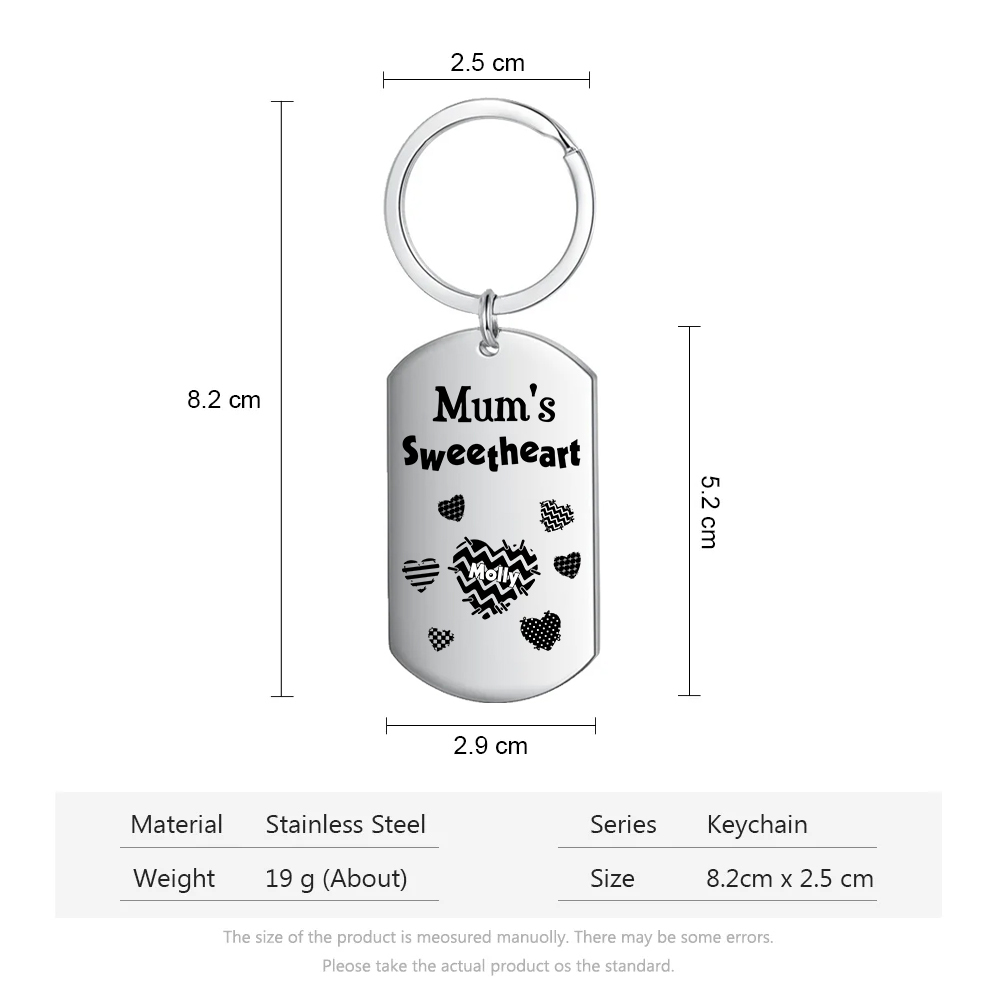 Personalised 1 Name Keychain Hearts Family Keychain Mother's Day Gift - Mum's Sweetheart-Jessemade AU