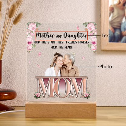 Personalised Photo Night Light Gifts for Mom/Mum - Mother And Daughter From The Start, Best Friends Forever From The Heart -Jessemade AU