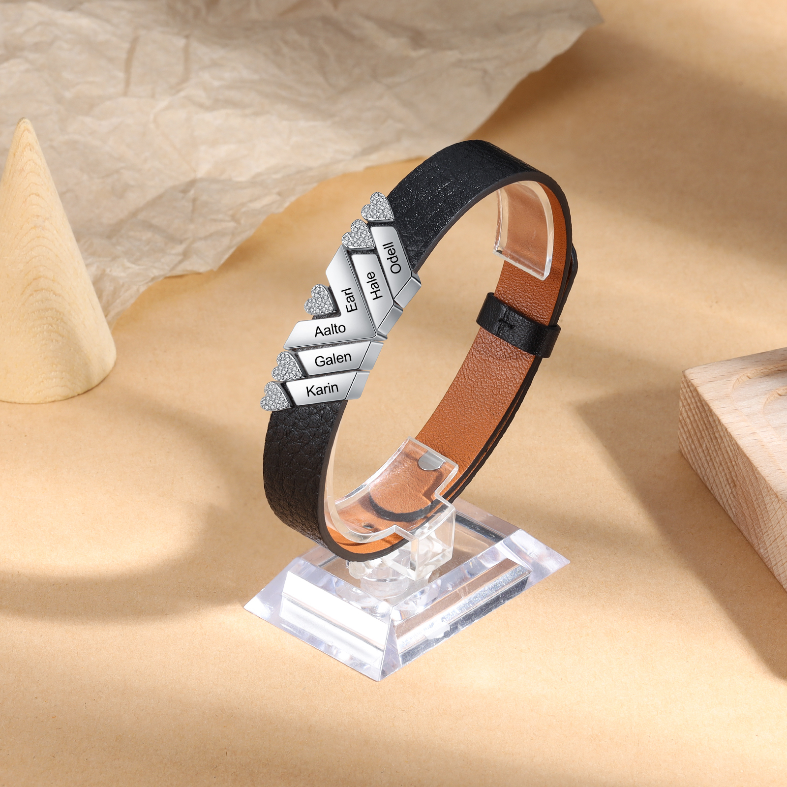 Mother's Day Gifts Personalised Leather Bracelet With 6 Names Gifts For Women-Jessemade AU