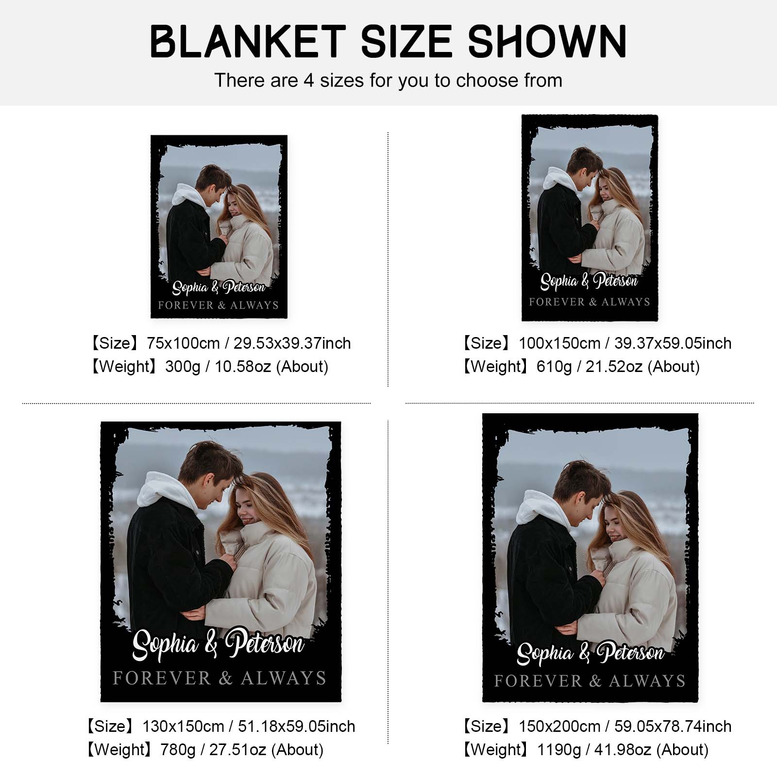 Personalised Couple Blanket Engrave Name Forever & Always Sweet Gift For Her-Jessemade AU