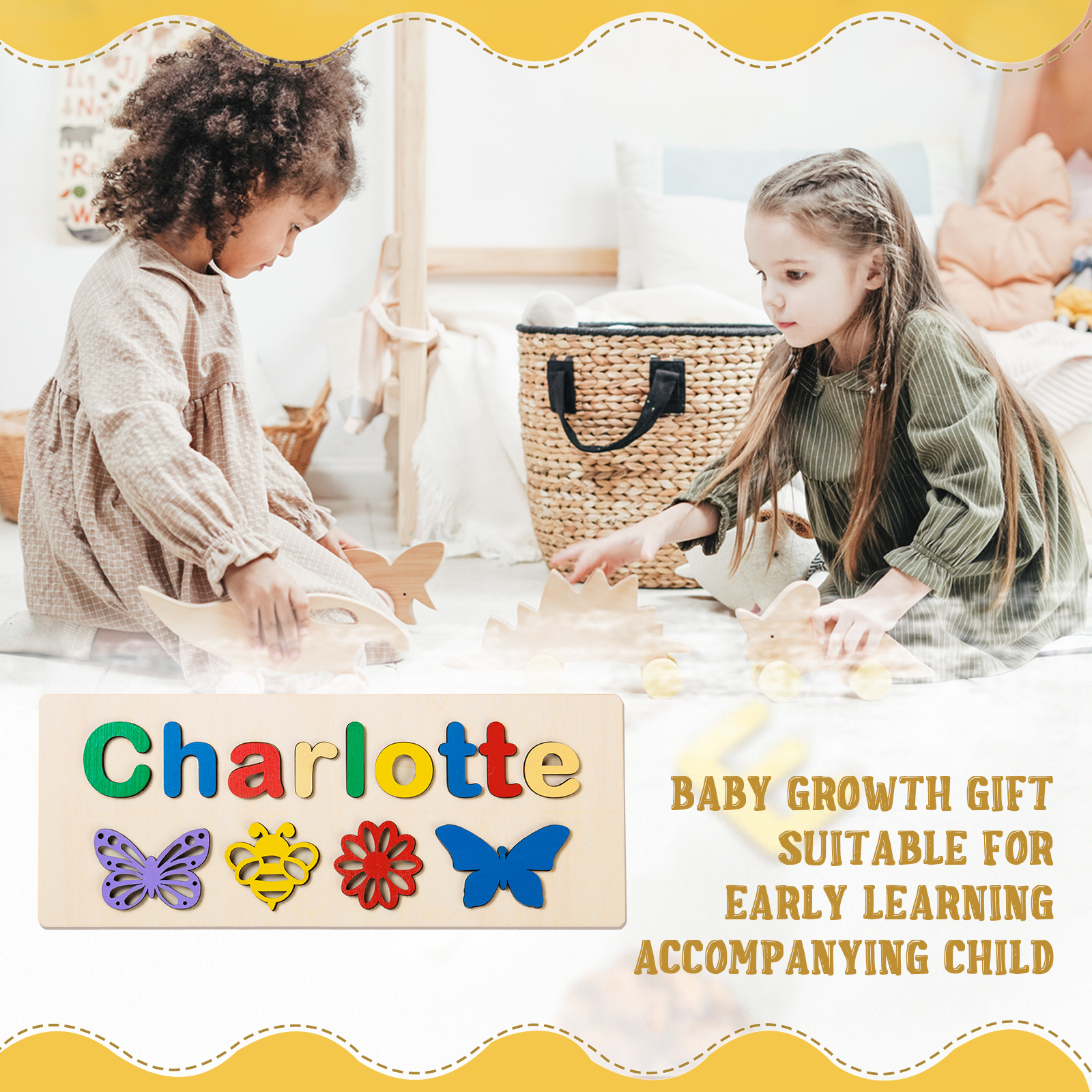 Personalised Kid's Wooden Name Alphabet Puzzle Toy for Toddlers Early Learning Child Toy-Jessemade AU