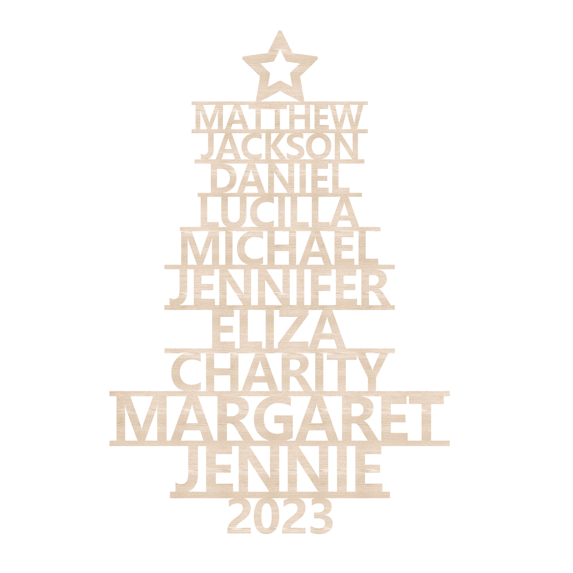 10 Names - Personalised Christmas Tree Ornaments Customised Name Xmas Wooden Decor Gifts for Family Friends-Jessemade AU