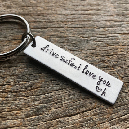 Drive Safe I Love You Keychain Custom Initial for Couple-Jessemade AU