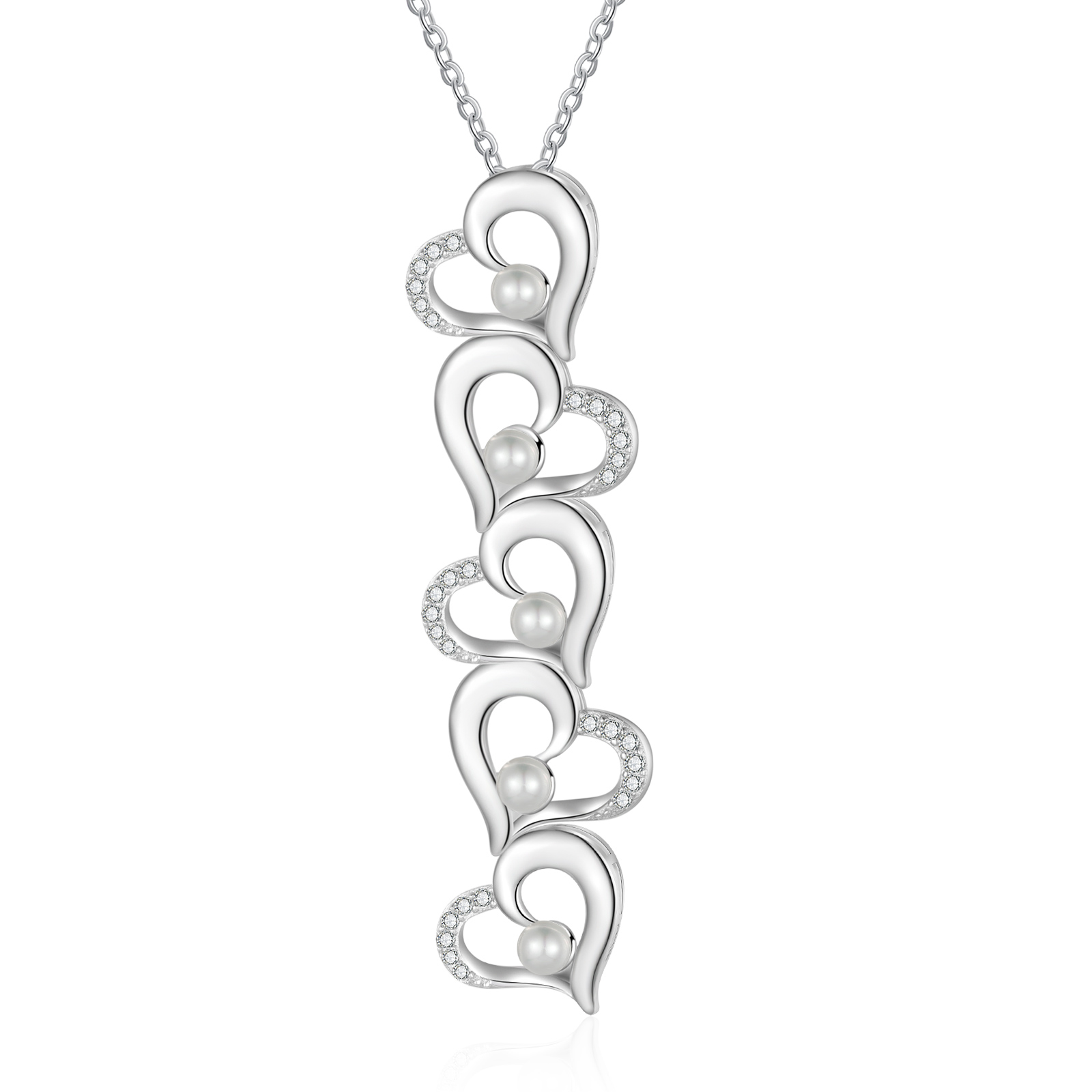 Custom Heart Necklace Engrave 5 Names Family Necklace-Jessemade AU