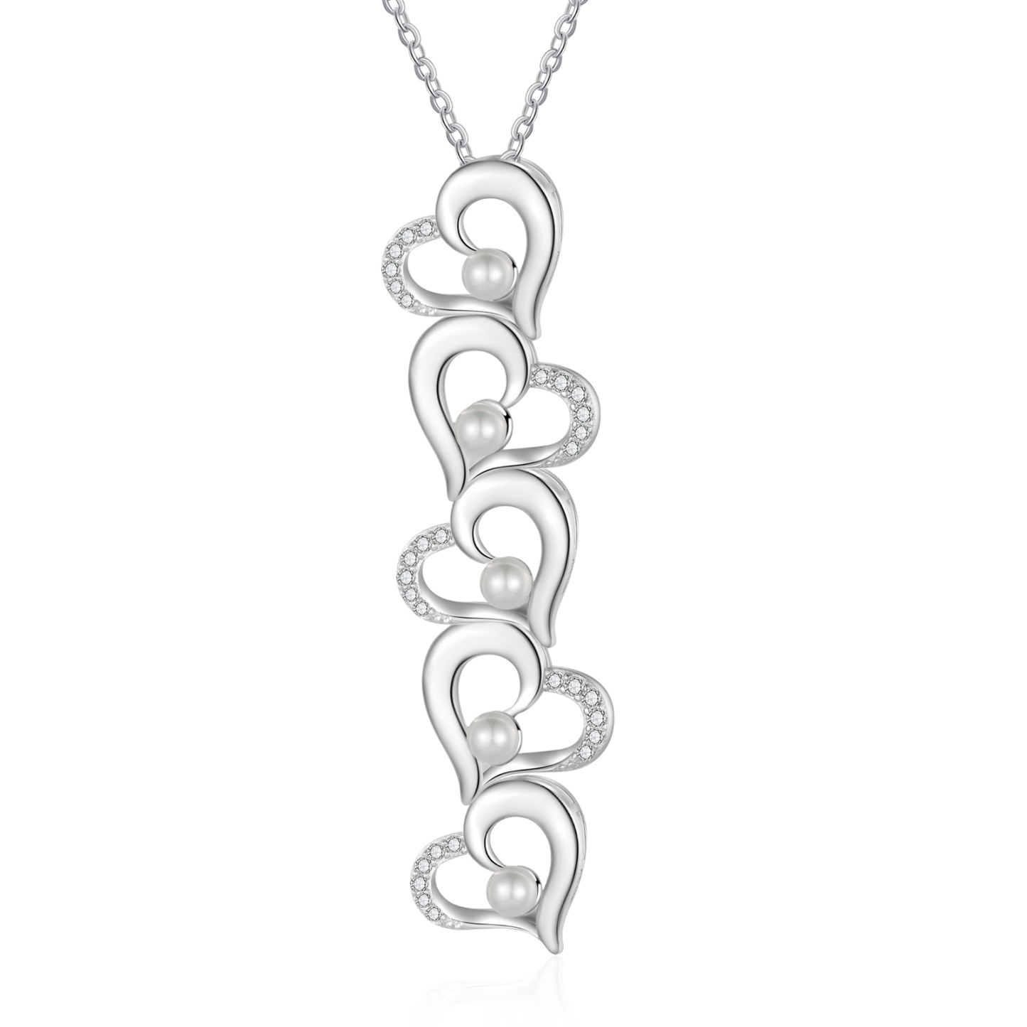 Custom Heart Necklace Engrave 5 Names Family Necklace-Jessemade AU
