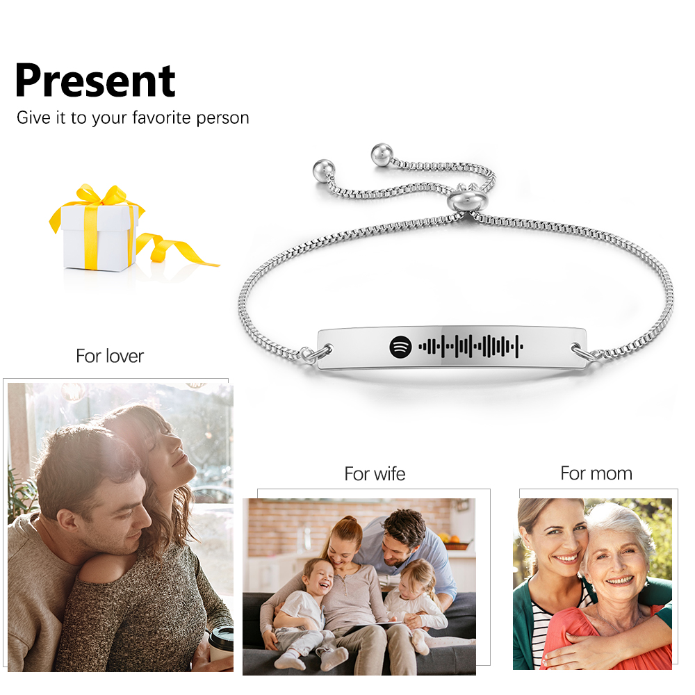 Personalised Spotify Code Music Bracelet-Four Colour-Black,Silver,Gold,Rose Gold-Jessemade AU